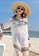 LYCKA white BC1079 Lady Beachwear Long Breezy Beach Cover-up White 4354BUS3CD0CADGS_5