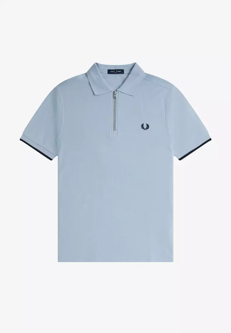 Buy Fred Perry Fred Perry M9886 CREPE PIQUE ZIP NECK SHIRT (LIGHT