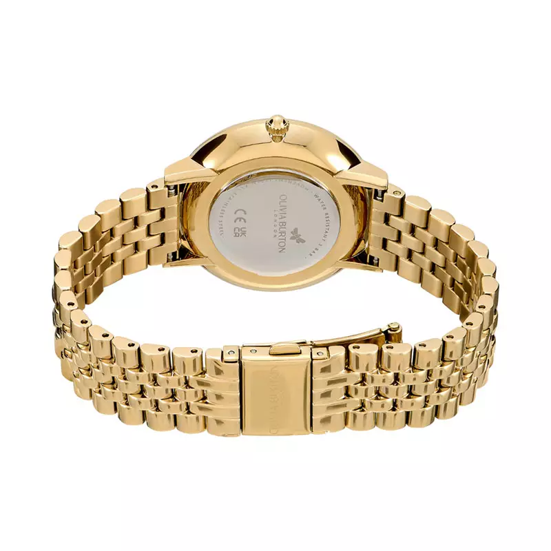Jam Tangan Wanita Olivia Burton Celestial 24000079 Ladies Nova Mushroom Crystal Dial Gold Stainless Steel Strap