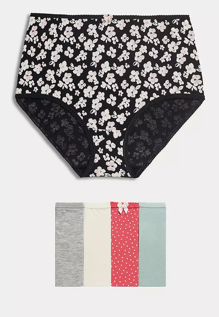 5pk Cotton Lycra Printed Full Briefs