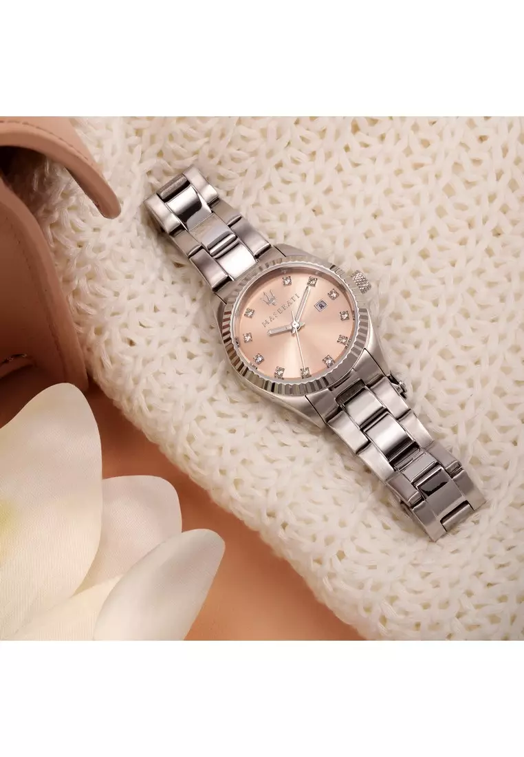 \\u30102 Years Warranty\\u3011Maserati Competizione 31mm Rose Gold Sunray Dial Ladies Quartz Watch R8853100509 With Luminous Hands