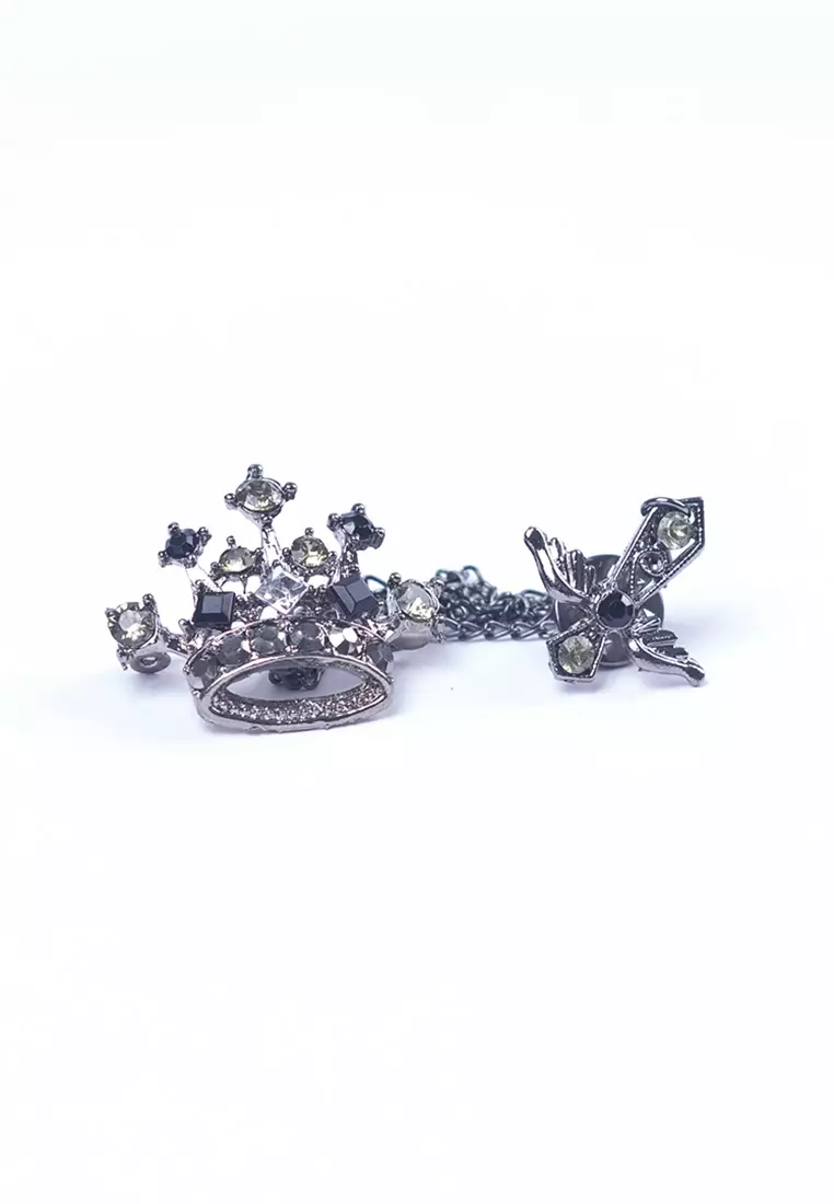 Houseofcuff lapel pin brooch bros untuk jas RANTAI SILVER BB