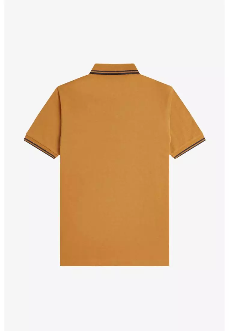 Fred Perry M3600 Twin Tipped Fred Perry Shirt (Dark Caramel / Navy / Navy)