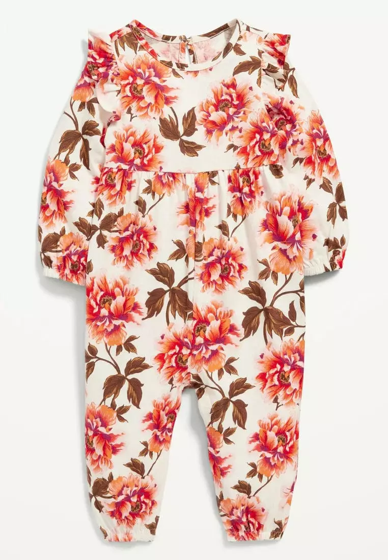 Buy Old Navy Printed Long-Sleeve Ruffle-Trim Jumpsuit For Baby