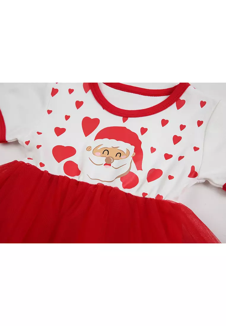 寶寶女童聖誕節聖誕老人紗裙連衣裙演出服化妝舞會服裝