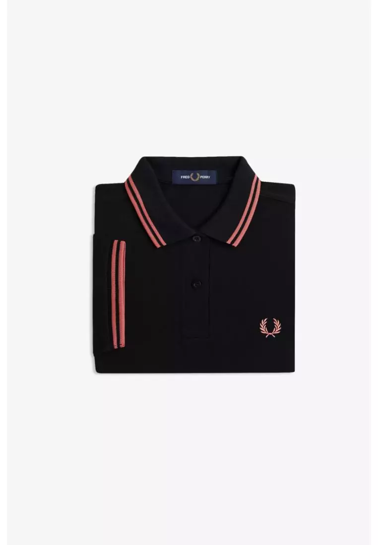 Fred Perry G3600 Twin Tipped Fred Perry Shirt (Black / Putty Pink / Putty Pink)