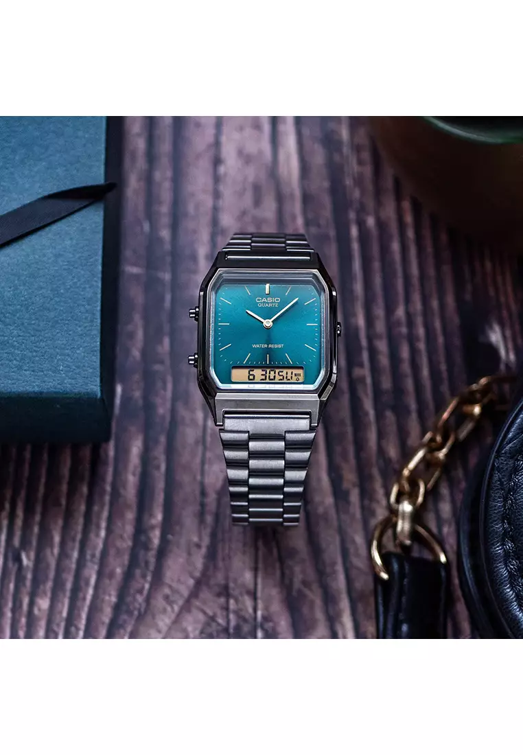 AQ-230EGG-3A Unisex Analog-Digital Watch Stainless Steel Band
