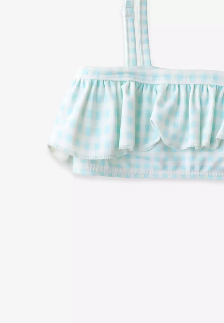 Girls Gingham Ruffled Bikini Top