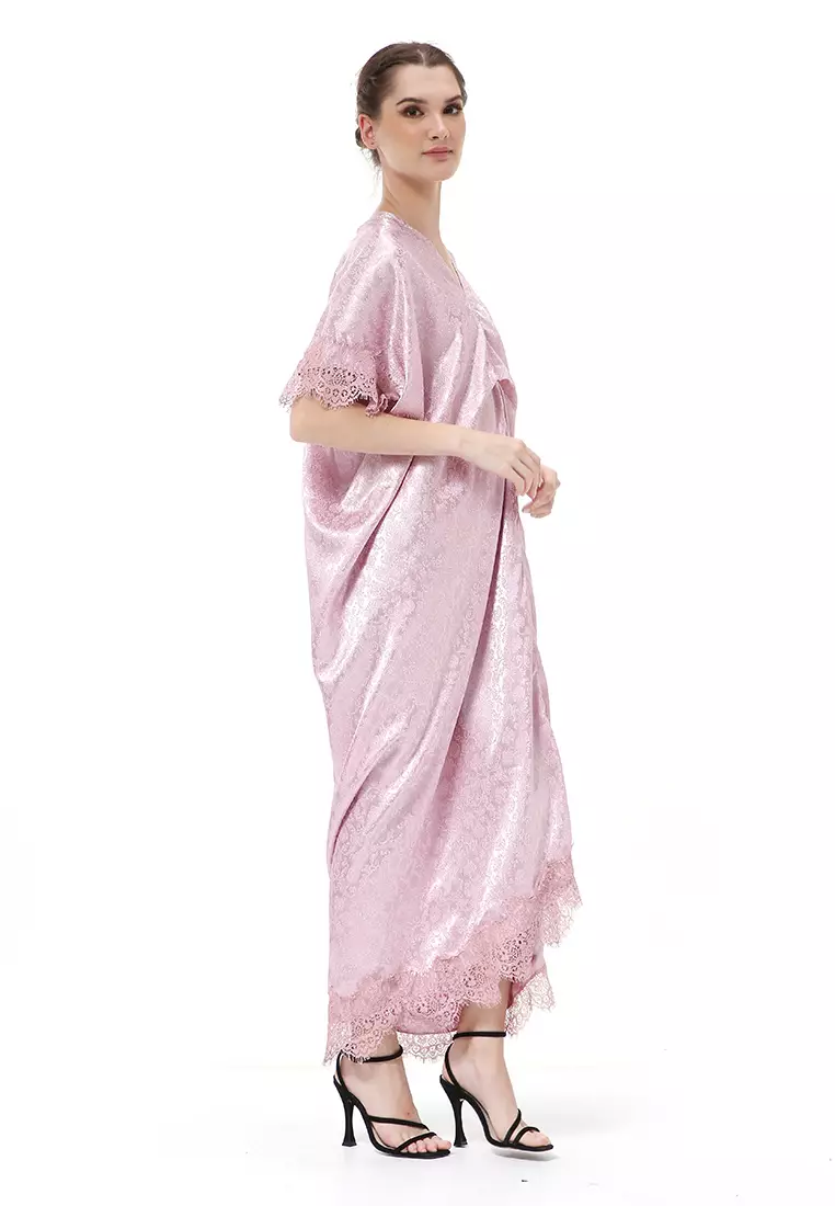 Rachel Dress Wanita Long Kaftan Traditional Motive Material Jaguar ORIGINAL - Taro
