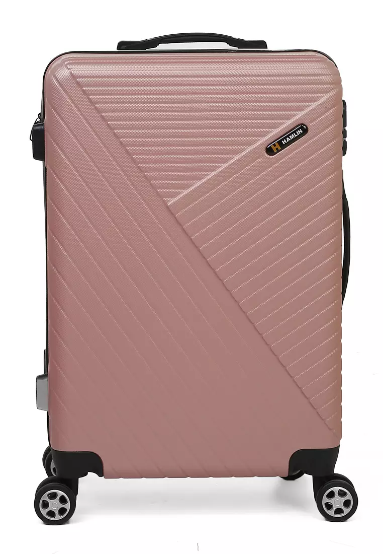 Isvara Tas Koper Hardcase Fiber One Set Unisex Large Compartment Suitcase Code Lock System Material ABS+PVC Coated ORIGINAL - Pink