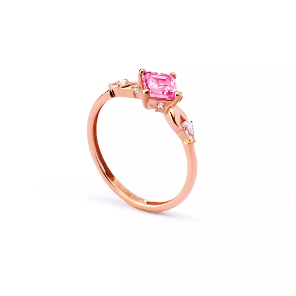 Cincin Emas 7k - Rosabel Gold Ring - Pinky Crush Collection - Juene Jewelry Warna White