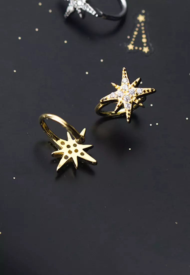 925 Silver Galaxy Star Design Ear Cuff JW AR-G9106