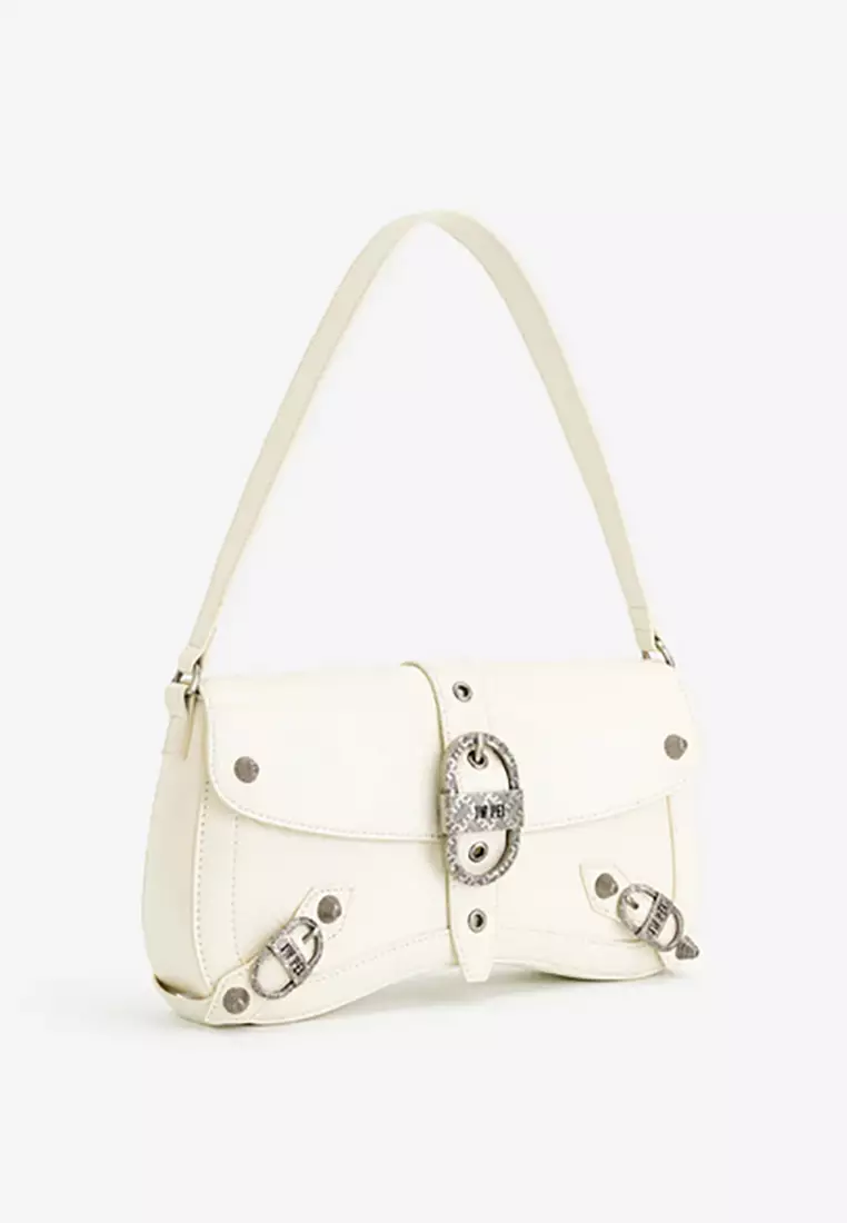 Sia Crushed Shoulder Bag - White