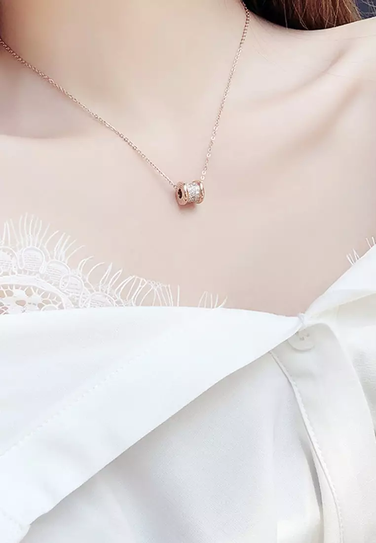 Lumina Zirconia White Barrel Pendant Necklace