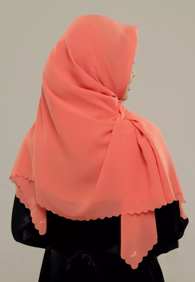 Rabbani - Kerudung Segiempat Zahira NK Aurion XL - Peach Orange