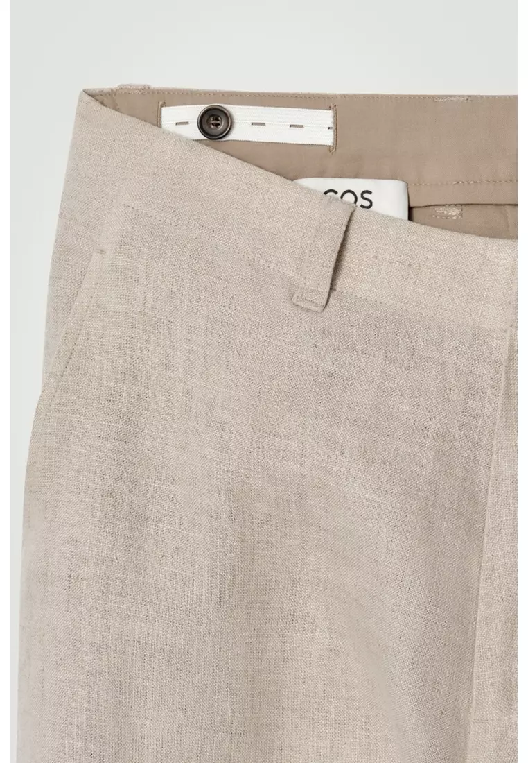 RELAXED LINEN TAPERED TROUSERS