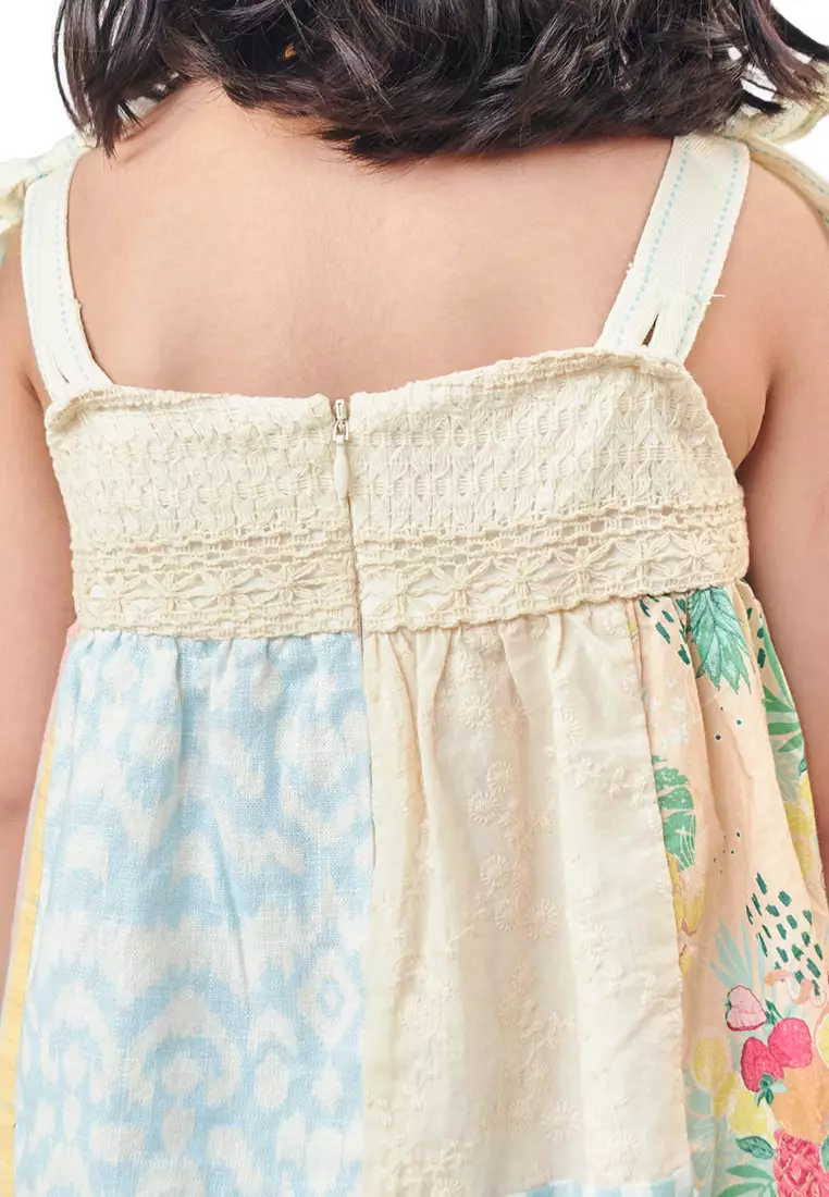 Frankie Patchwork Baby Doll Dress With Cotton Tie Straps