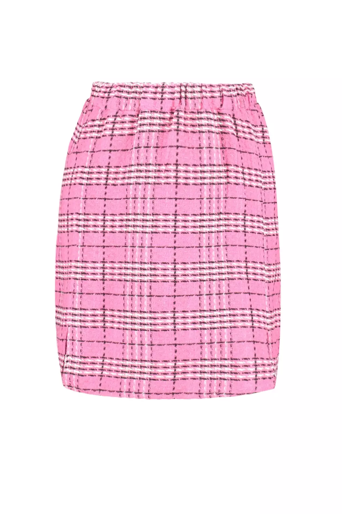 Plus Size Checkered Tweed Skirt