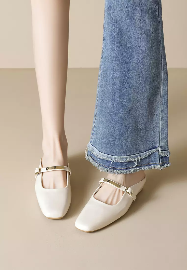3CM Metal Buckle Strap Mules WW6579-1