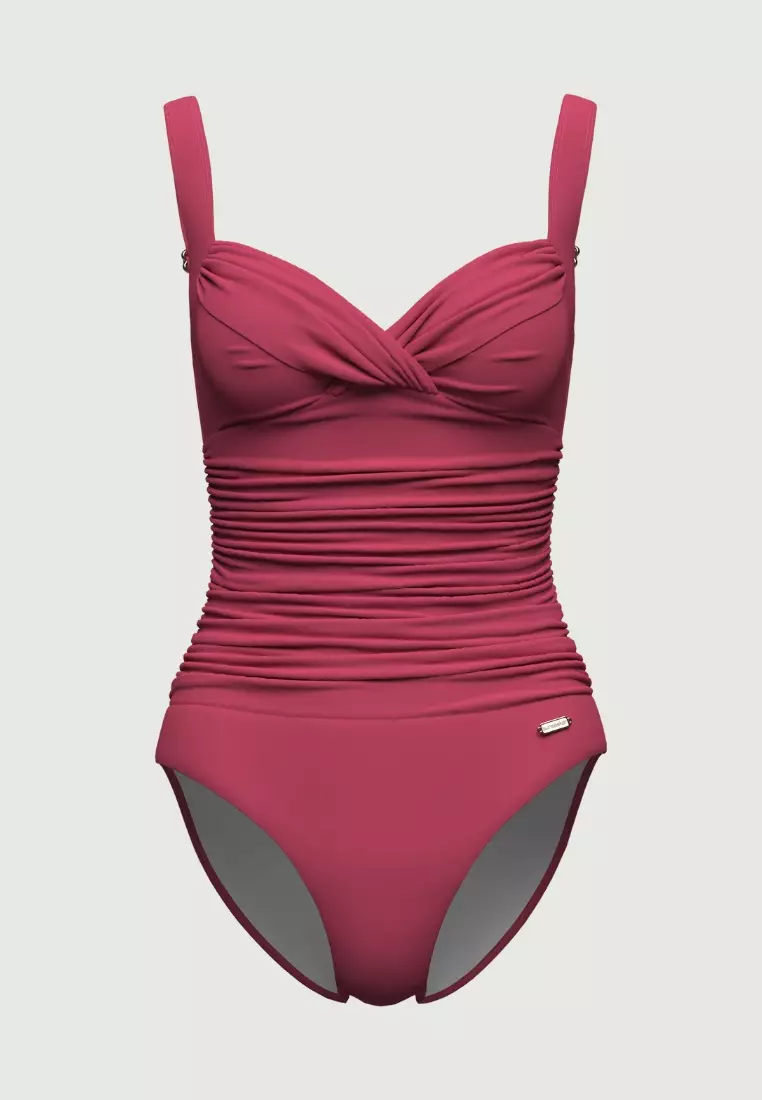 Core Solid Sangria Plus Cup Cross Front Onepiece