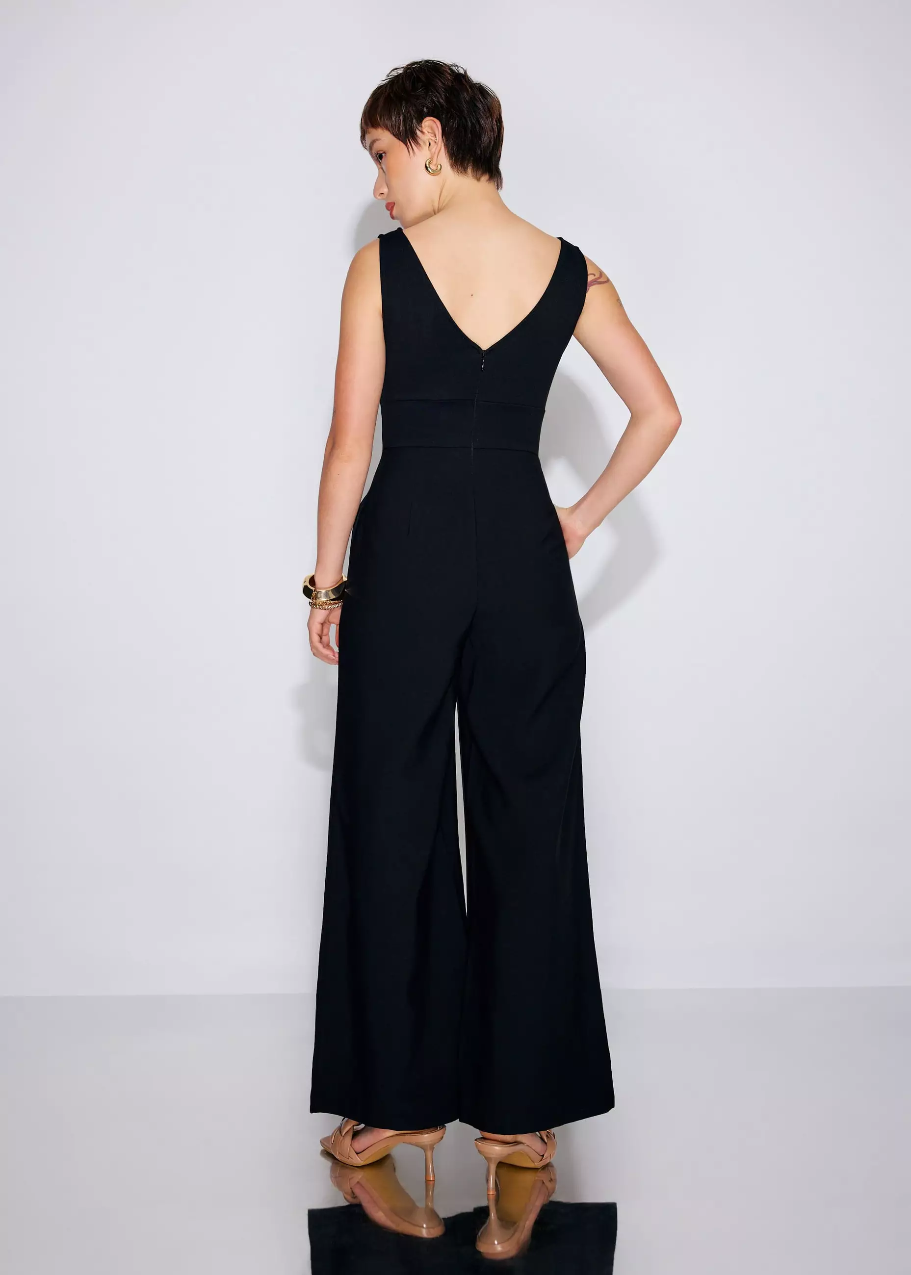 Jumpsuit Wanita - Boat Neck Wide Leg Jumpsuit