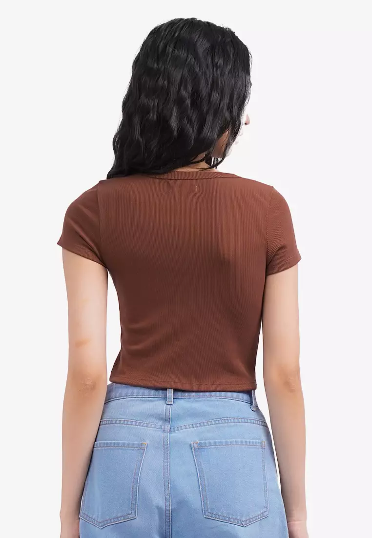 Short Sleeve Rib Crop T-Shirt