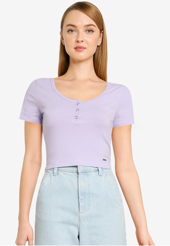 Buy Hollister Crop Henley Top 2021 Online Zalora Singapore