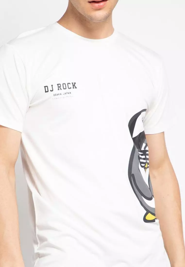 MTF36 dj rock belly white kaos pria Putih