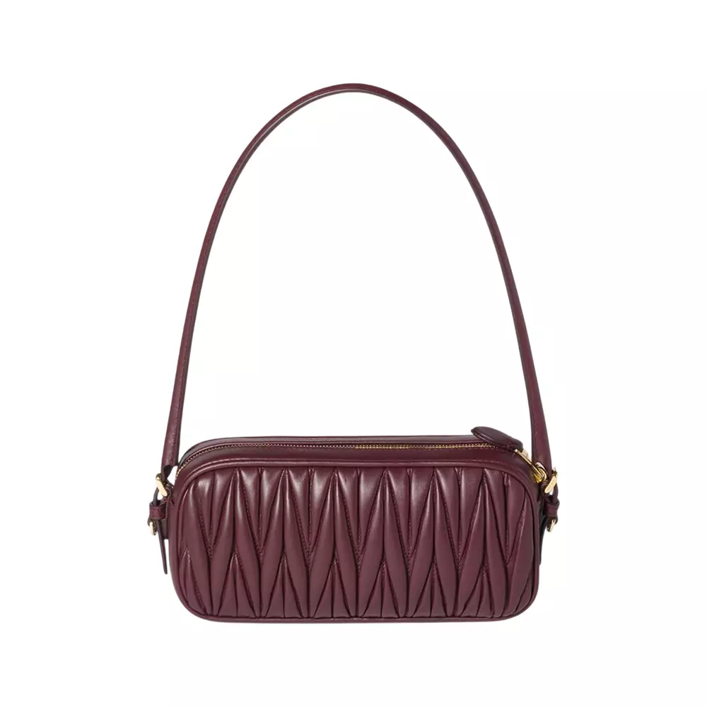 Jual MIU MIU Matelassé Nappa Zip Leather Pouch Burgundy Original