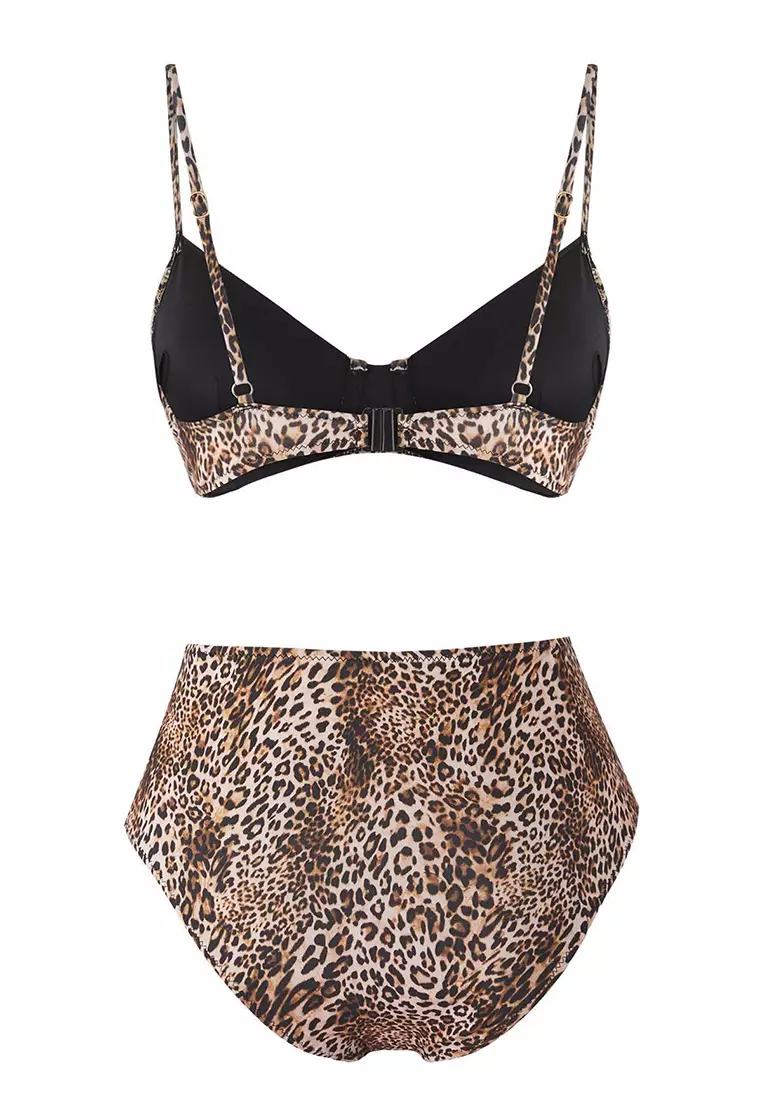 Leopard Patterned Mix Balconette High Waist Regular Bikini Set TBESS25BT00142