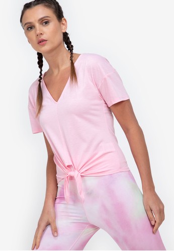 ZALORA ACTIVE pink Tie Front T-Shirt AF842AAC56DA01GS_1
