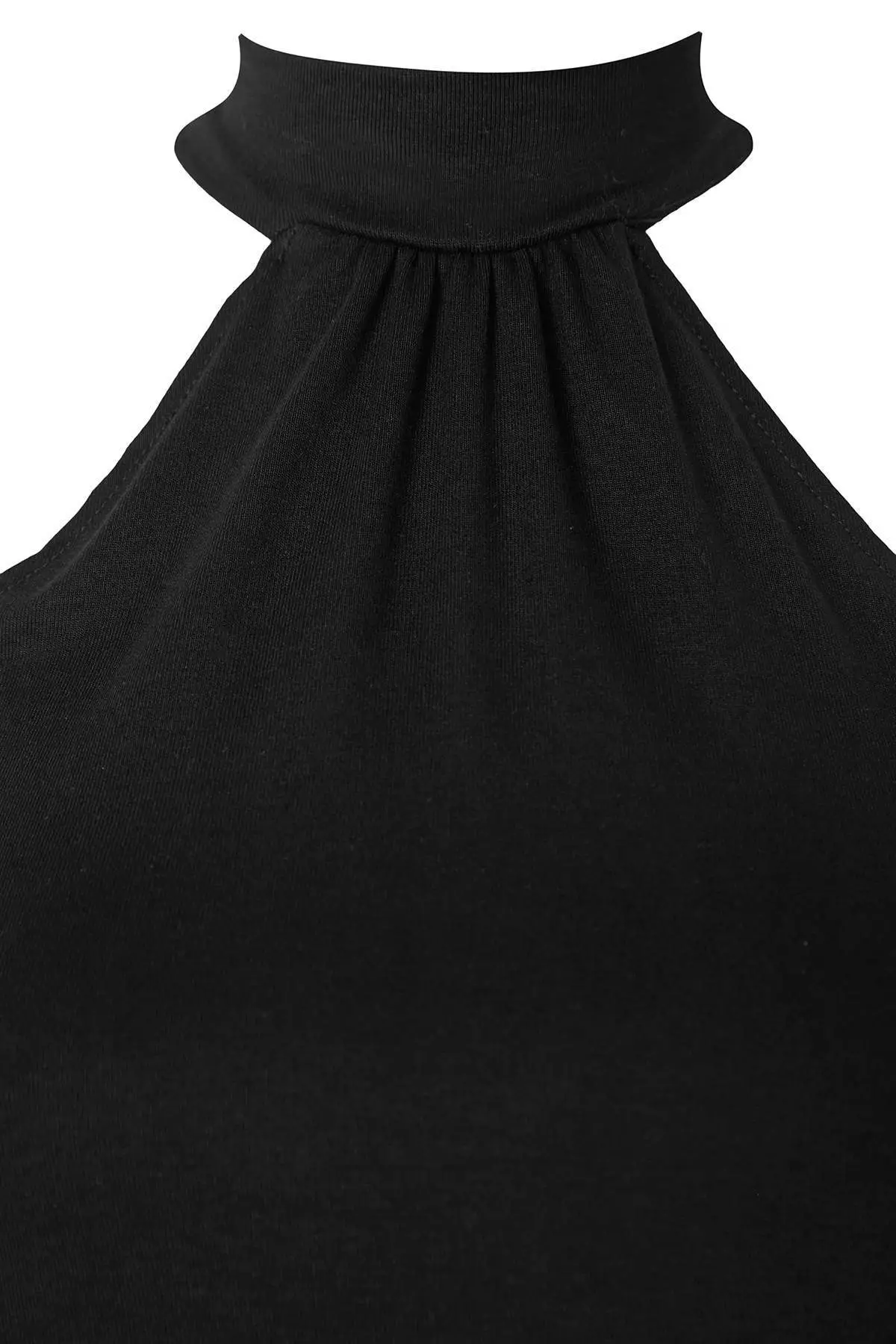 Black Open-Waist Halter Collar Sleeveless Mini Soft Knitted Dress Twoss26El00254