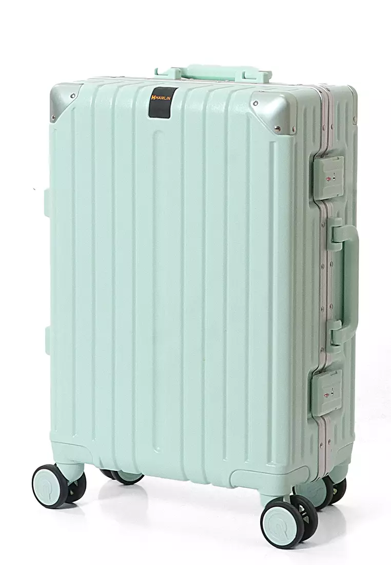 Hamlin Barayev Koper Alumunium Frame Size 20 Inch Travel Bag Unisex Large Compartment  TSA Lock Material Polycarbonate ORIGINAL - Green