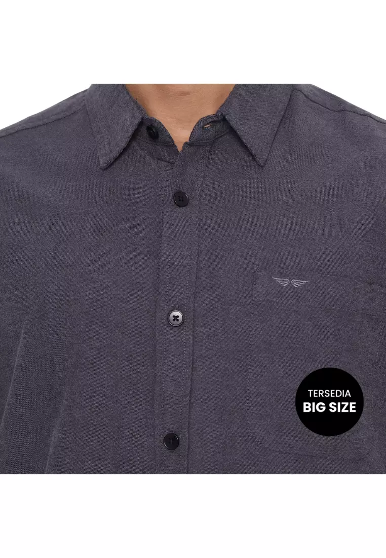 RBJ Kemeja Polos Cotton Ungu Tua Regular Fit Pria