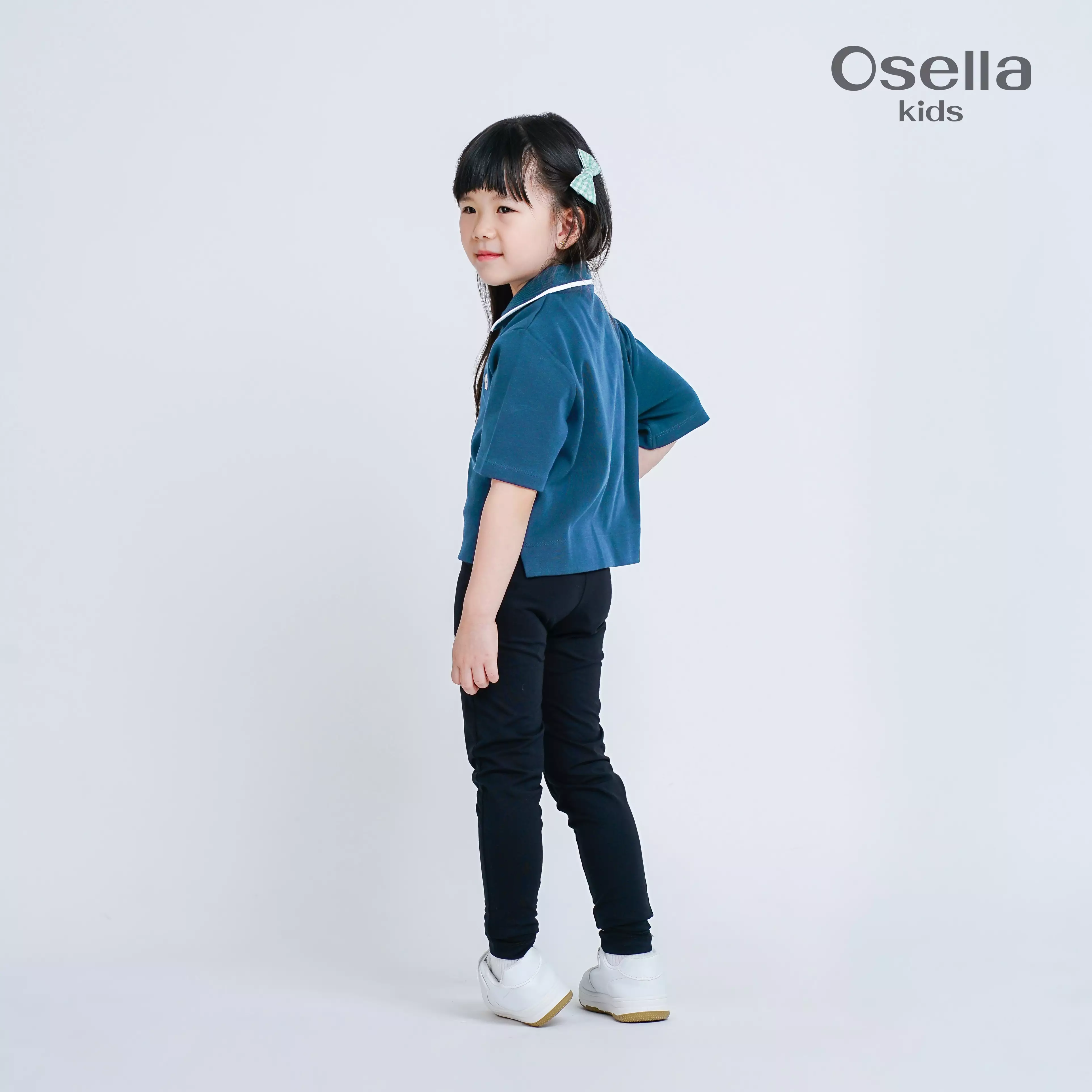 Osella Bluish Blossom Polo Top 2321500136 | Atasan Polo Lengan Pendek Anak Perempuan