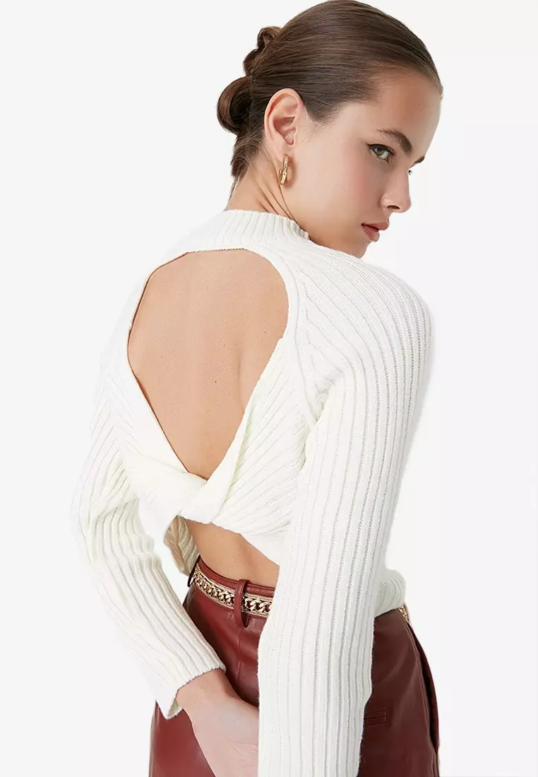 Cut out discount back sweater