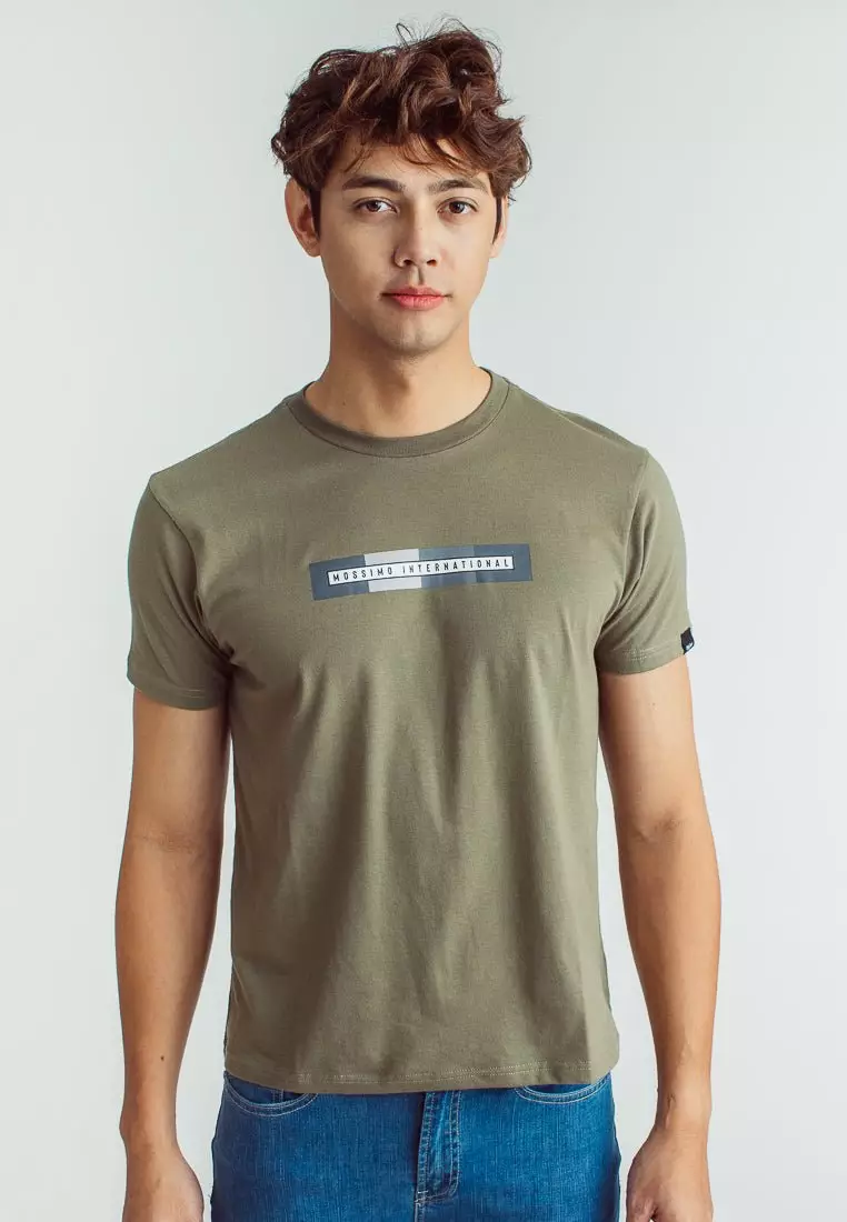 Buy Mossimo Lichen Green Basic Round Neck Classic Fit Tee with Flat Print  2024 Online