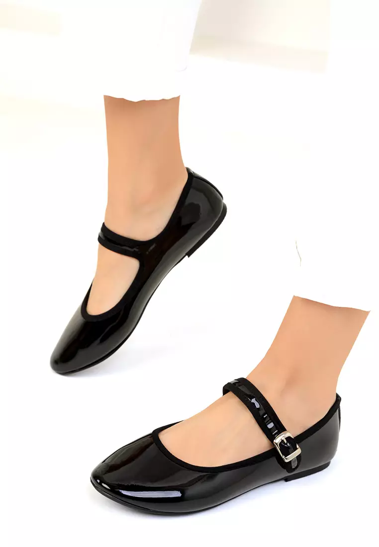 Black Patent Leather Women's Ballerinas 19004