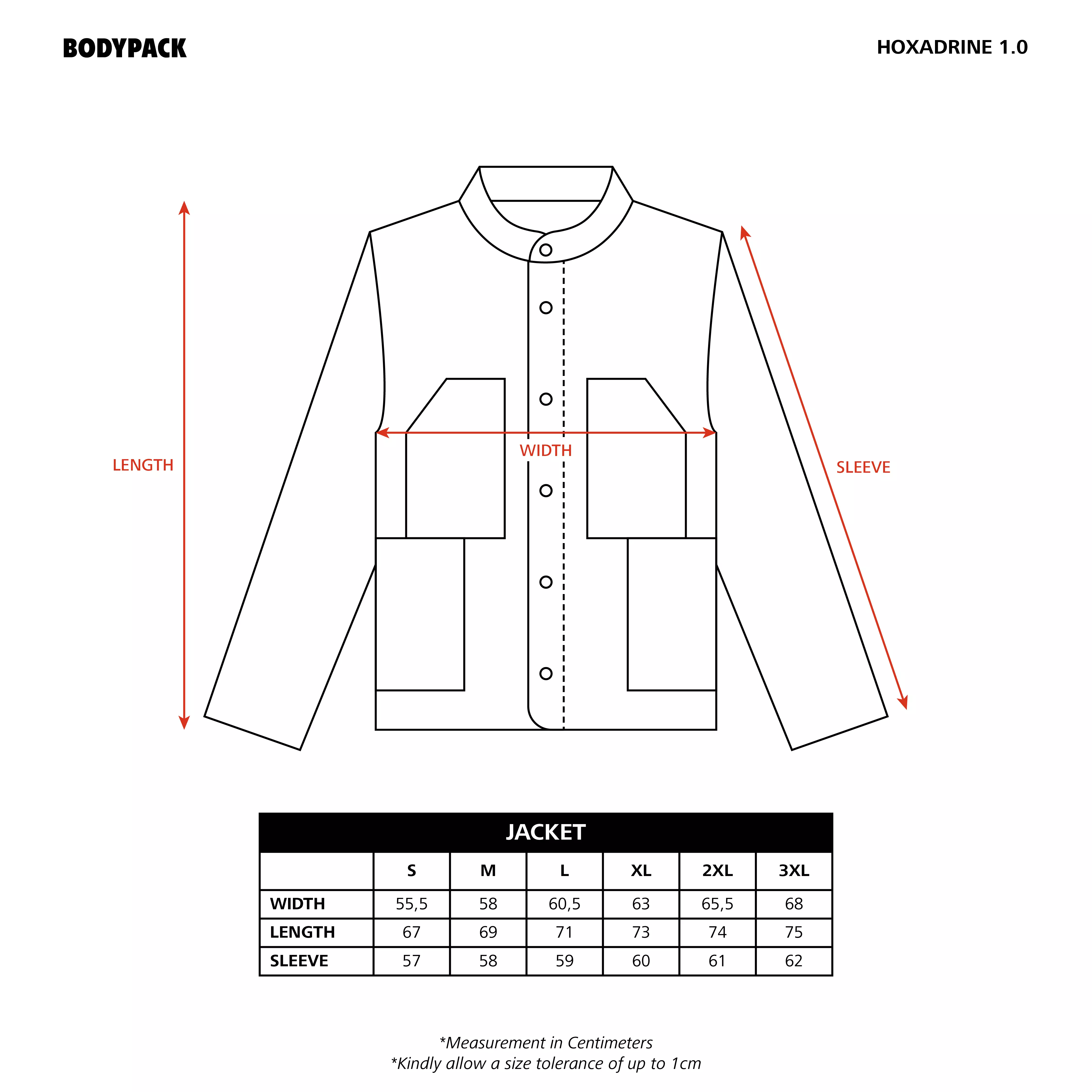 Bodypack Hoxadrine 1.0 Basic Jacket Hangout Pria Wanita Harian Jaket Praktis - Hitam