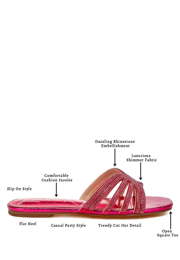 Fuchsia Rhinestone Cut Out Flats