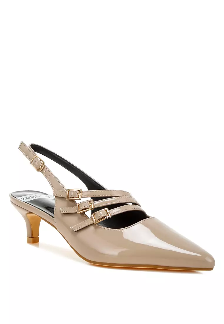 Sandal Slingback Tali Tiga Warna Taupe