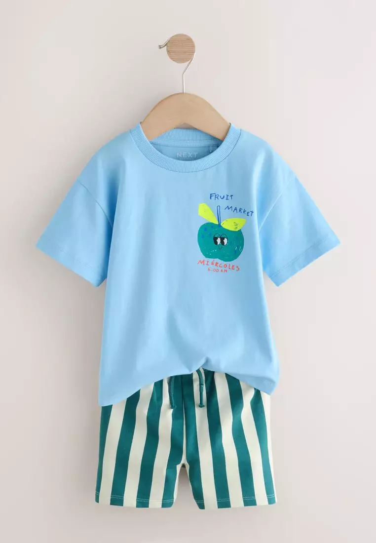 Short Sleeve Back Print T-Shirt and Shorts Set