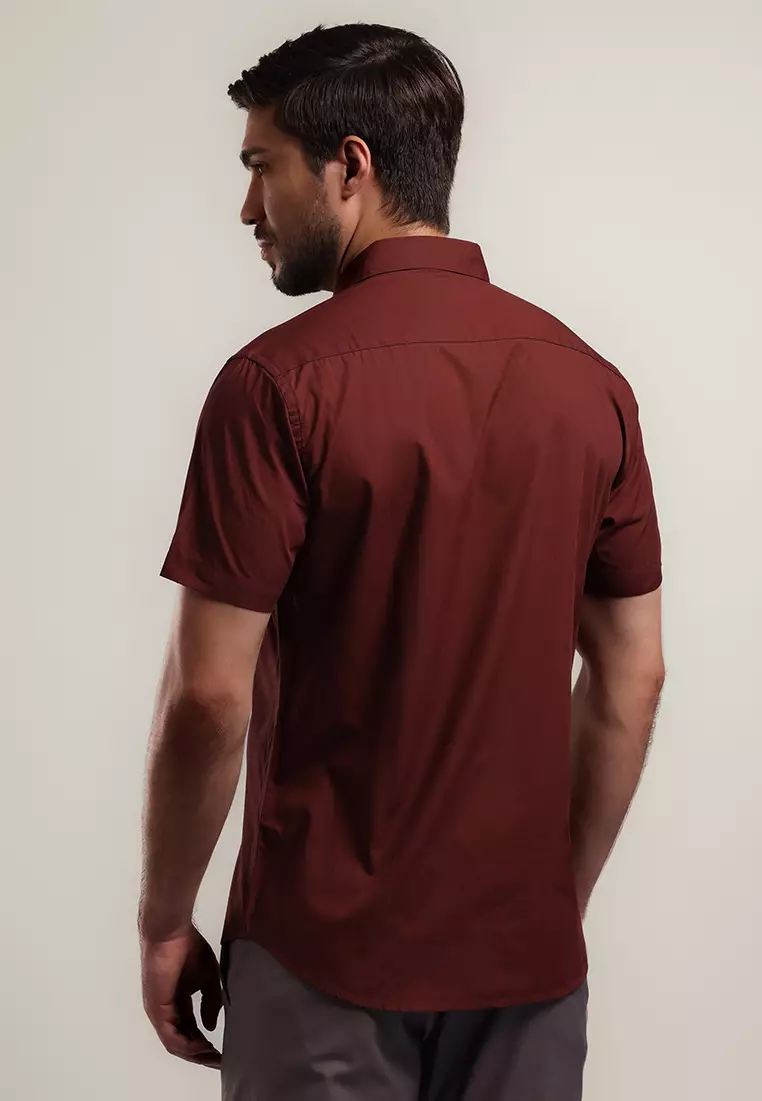 MOC Kemeja Lengan Pendek Pria PEDRIC-MAROON