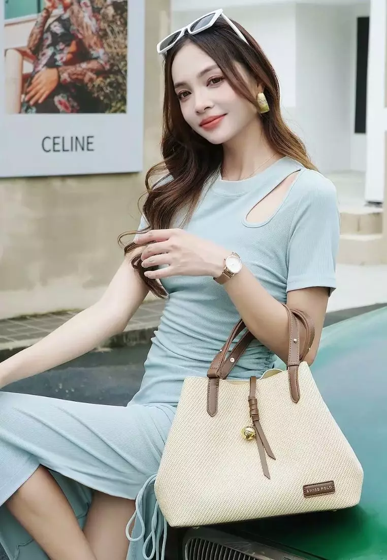 Women's Top Handle Bag / Sling Bag / Crossbody Bag / Shoulder Bag - Khaki / Coffee