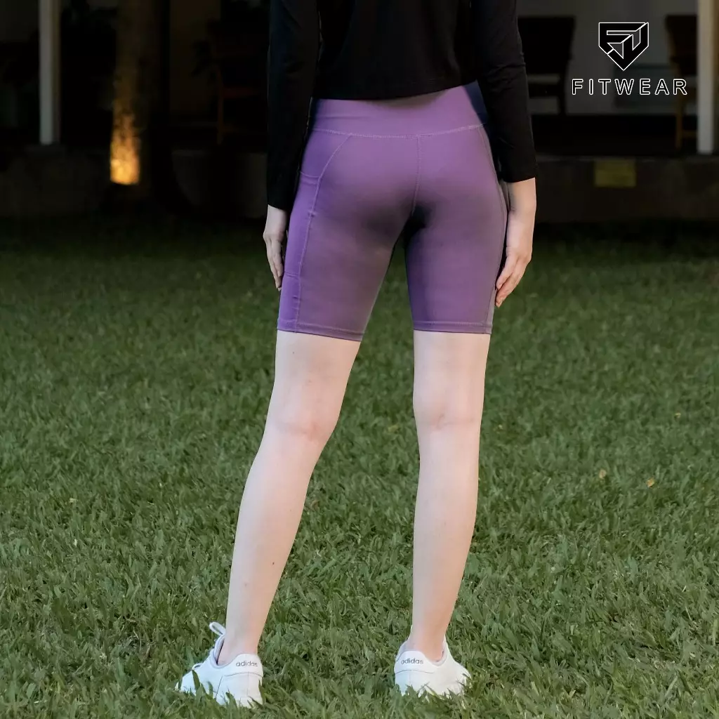 Fitwear - Celana / Legging Pendek Olahraga Wanita KARINA BASIC POCKET MEDIUM WAIST - AMETHYST