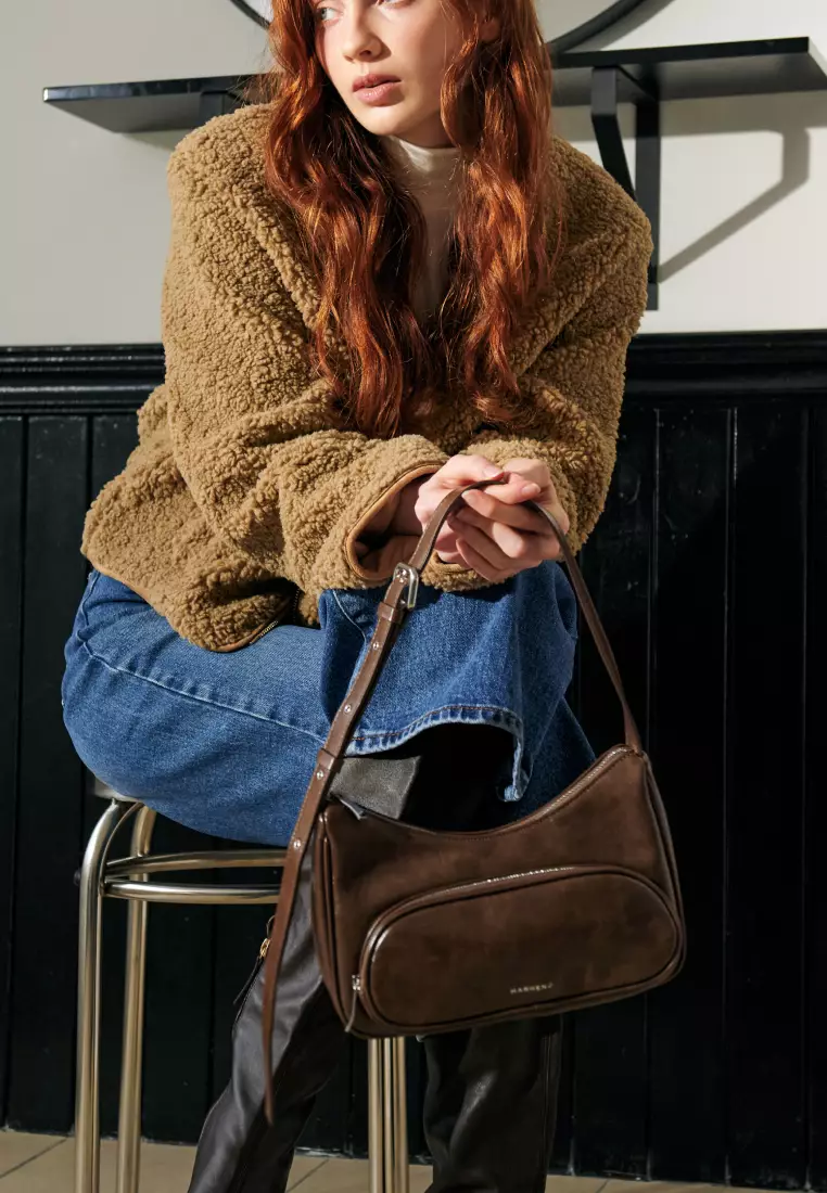 ELLEN Vegan Leather Crossbody Bag Brown
