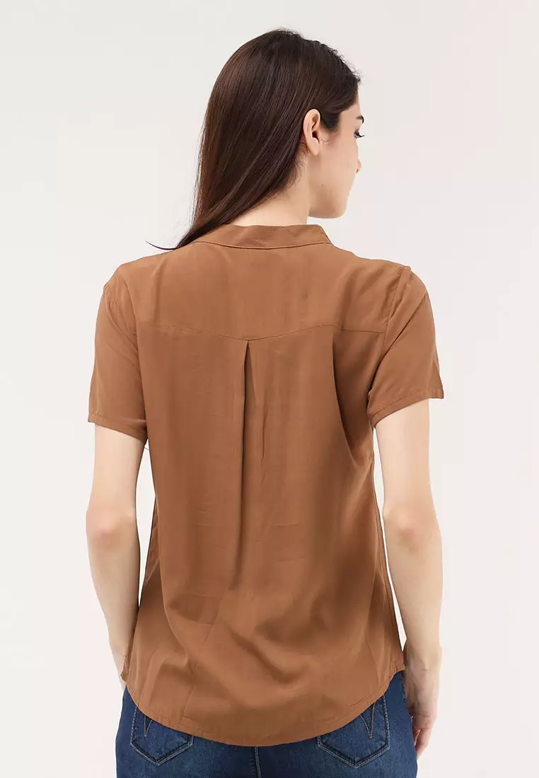 Short Sleeves Chinese Collar Blouse
