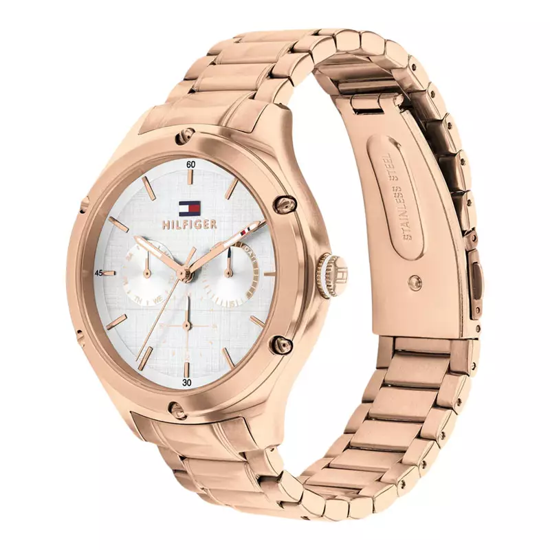 Jam Tangan Wanita Tommy Hilfiger Lexi 1782682 Ladies Silver Dial Rose Gold Stainless Steel Strap