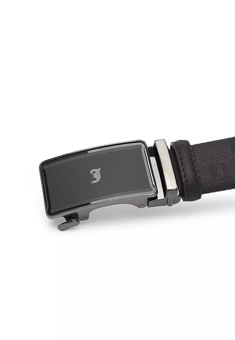 Gift Set - Leather RFID Wallet + 35mm Automatic Buckle Belt (Set Hadiah - Dompet RFID Pria & Sabuk Otomatis Belt Pria) - Hitam