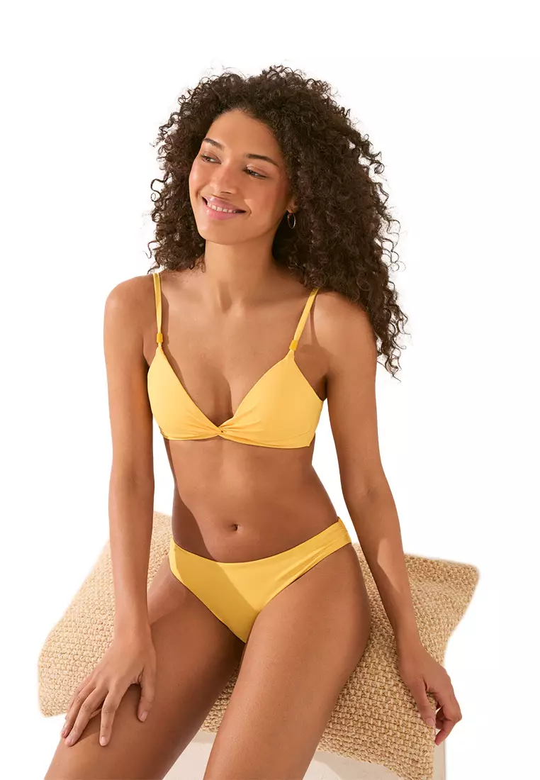 Classic Yellow Gathered Bikini Bottom